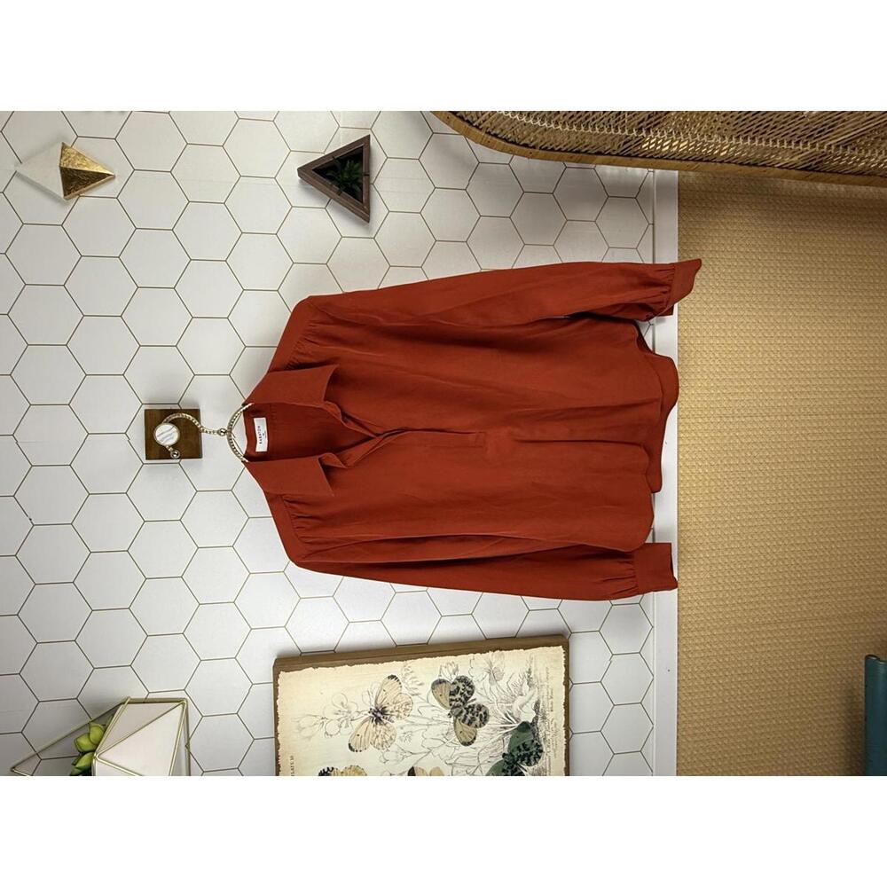 Babaton from Aritzia Relaxed Fit Rust Orange Silk Blend Blouse - Size - XS